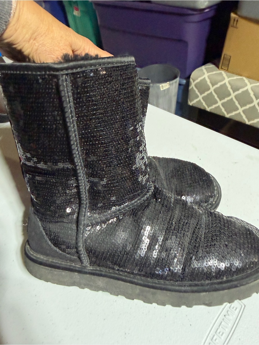 Women's Black Sequin Mid-Calf UGG Boot